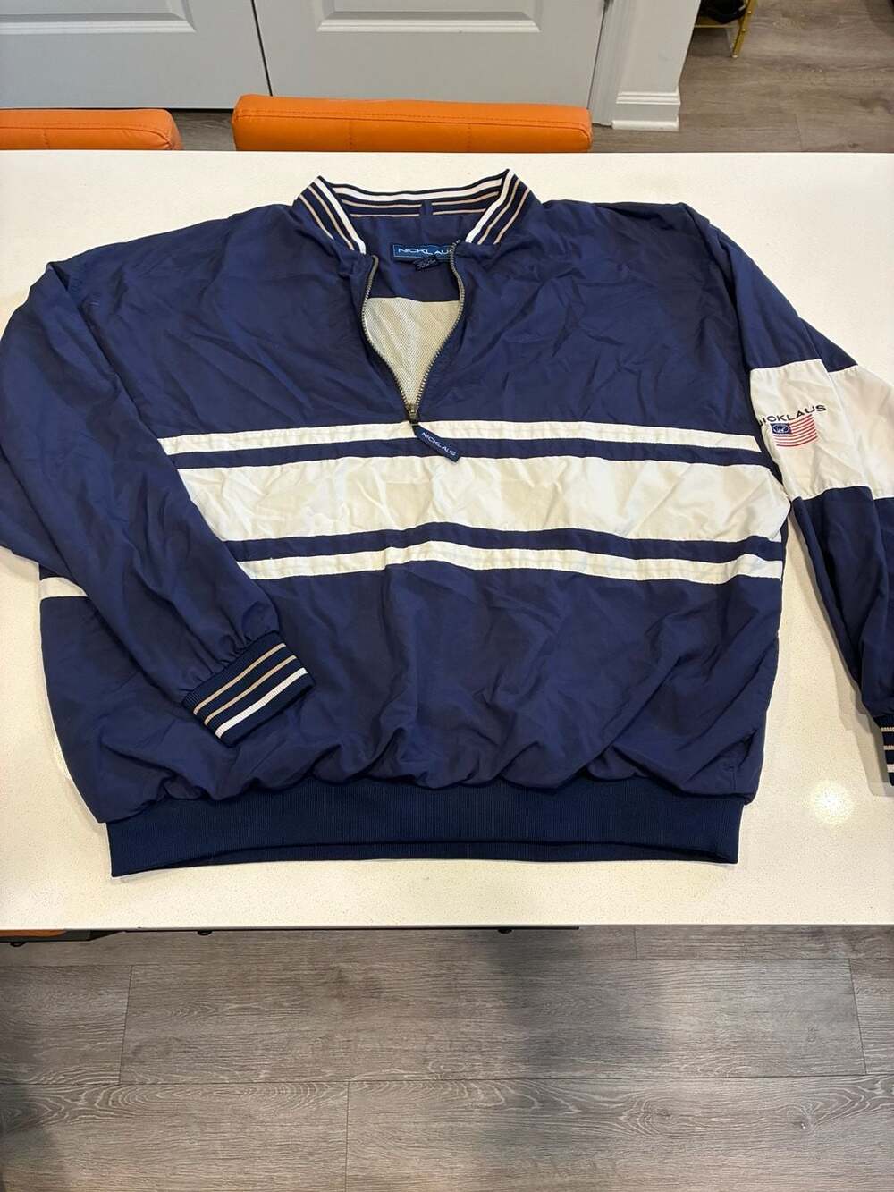 Jack Nicklaus 1/2 Zip Windbreaker Jacket XL Blue White USA